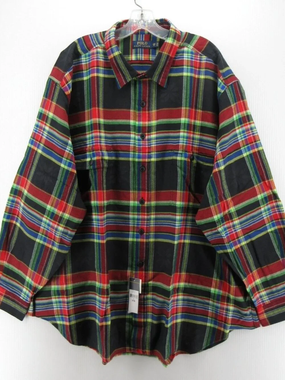 Polo Ralph Lauren Shirt 3XB Big Flannel Plaid Elbow Patches Heritage